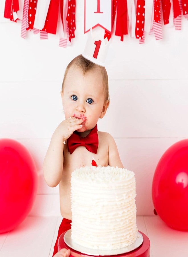 HIKLO First Birthday Crown - Crown Hat for Baby Boy/Girl, 1st Birthday Party Decoration, Cake Smash Photo Props, Outfits for Baby (Red First Birthday Crown) - Image 4