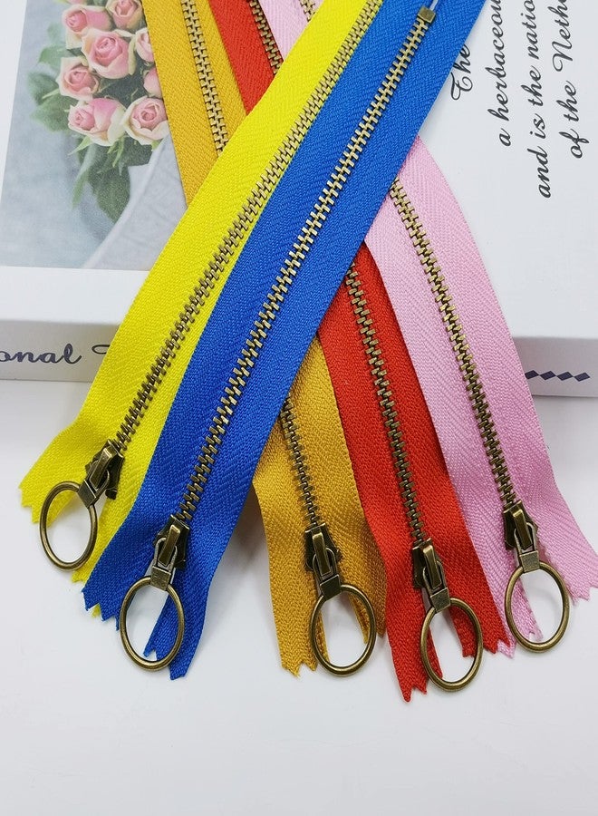 Wonesifee Metal Zippers 12pcs #3 Antique Brass Close-end Non-Separating Zippers Assorted Color for Purses Bags Pockets Handbags DIY Sewing 15cm/6inch - Image 3