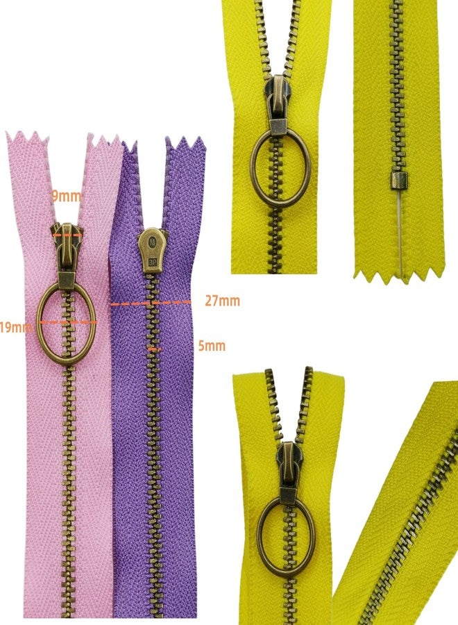Wonesifee Metal Zippers 12pcs #3 Antique Brass Close-end Non-Separating Zippers Assorted Color for Purses Bags Pockets Handbags DIY Sewing 15cm/6inch - Image 5