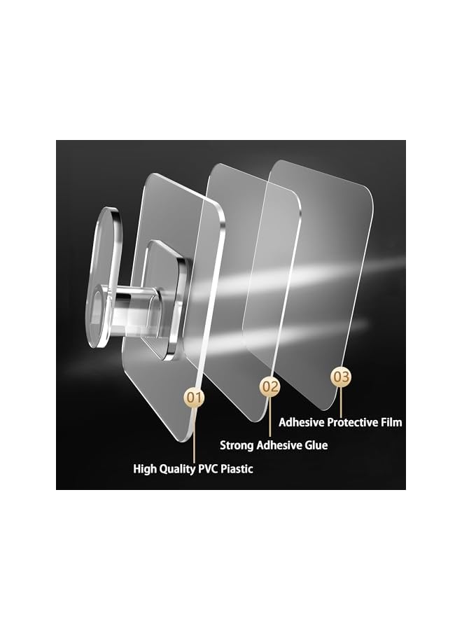 jaexest Adhesive Hooks - Self Adhesive Towel Hooks 10 Pack Hold 22lb(Max) Heavy Duty Sticky Hooks for Hanging Robes Clothes, Utility Hooks Bathroom Kitchen Wall Home Improvement (Clear) - Image 4