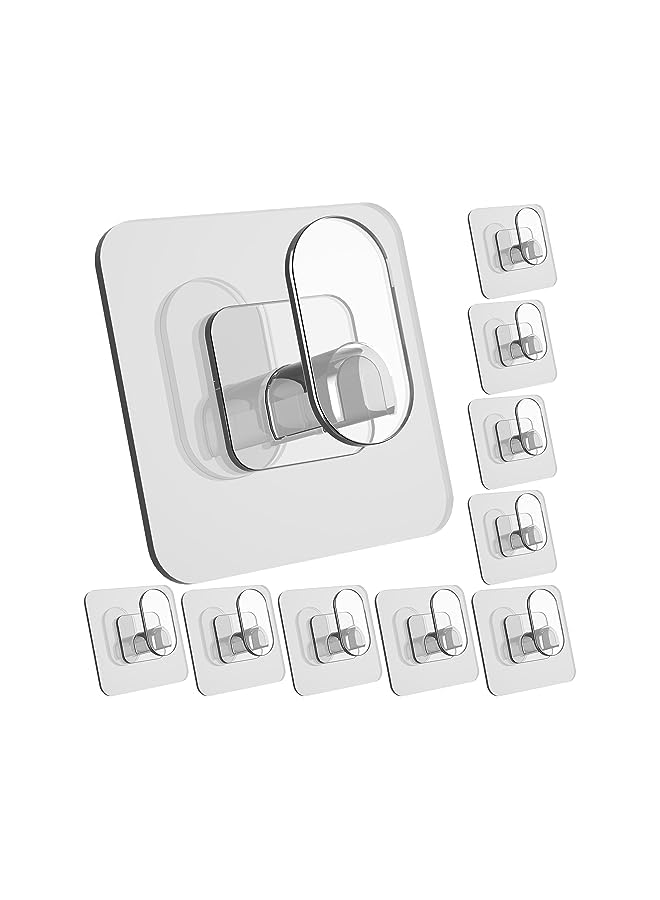 jaexest Adhesive Hooks - Self Adhesive Towel Hooks 10 Pack Hold 22lb(Max) Heavy Duty Sticky Hooks for Hanging Robes Clothes, Utility Hooks Bathroom Kitchen Wall Home Improvement (Clear) - Image 1