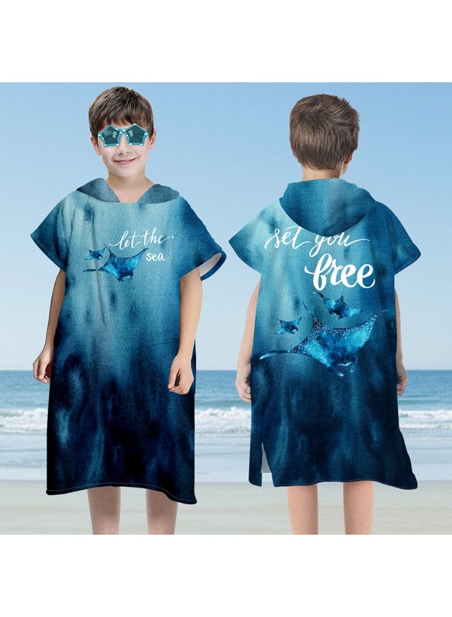 NIBEMINENT Kids Hooded Towel Cape - Microfiber Swim & Beach Bathrobe, Super Absorbent & Quick-Dry Towel for Children (60x75cm)  - Image 1