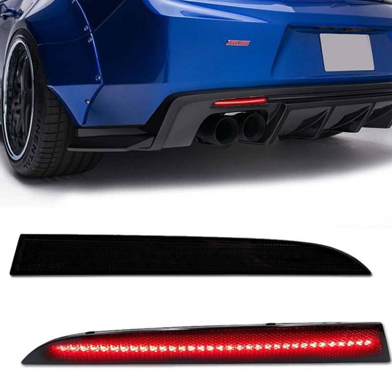 GSOWO LED Rear Bumper Reflector Lights for Chevrolet Camaro 20162024 Traverse 20132020 Red Rear Brake Tail Lamps Smoked Lens 2 PCS