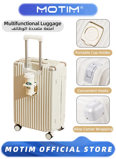Travel Luggage Expandable PP Hard Shell Clearance Luggage with TSA Lock Spinner Wheels Inside Cup Holder and Front Inside Hook for Long Distance Travel by Airplane