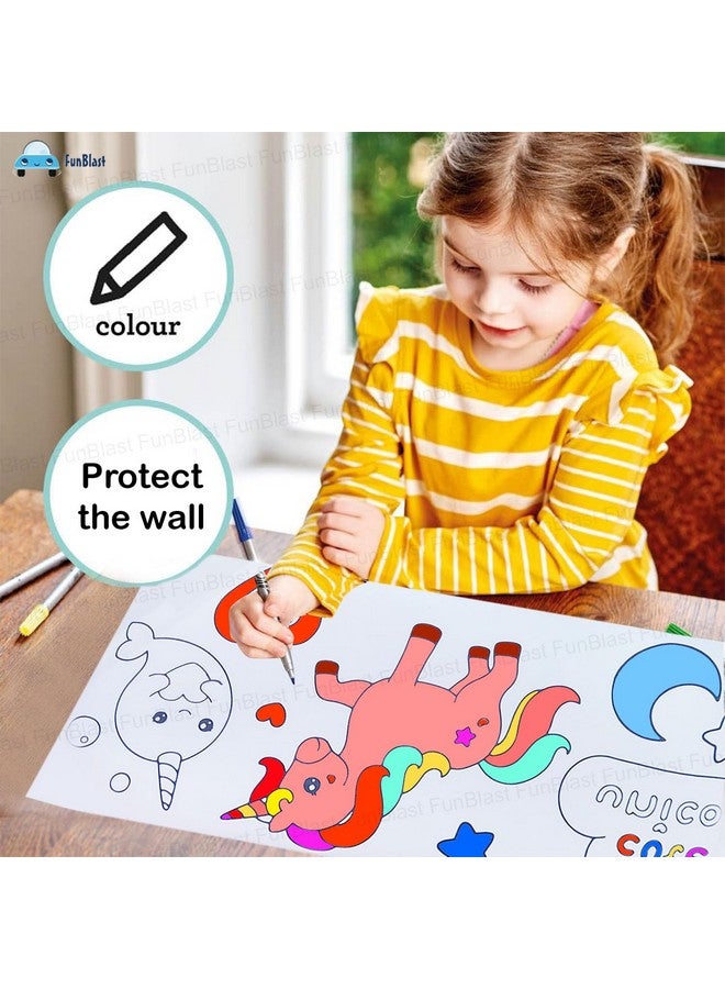 فنبلاست لفافة رسم للأطفال من فن بلاست، لفافة ورق تلوين للأطفال، 30 × 30 سم، لفافة ورق رسم يدوية، لفافة فنية لاصقة للأطفال، ألعاب تعليمية مبكرة للأطفال (بتصميم وحيد القرن) - Image 5