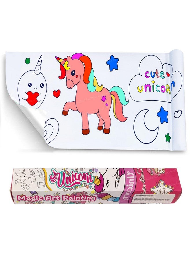 فنبلاست لفافة رسم للأطفال من فن بلاست، لفافة ورق تلوين للأطفال، 30 × 30 سم، لفافة ورق رسم يدوية، لفافة فنية لاصقة للأطفال، ألعاب تعليمية مبكرة للأطفال (بتصميم وحيد القرن) - Image 1