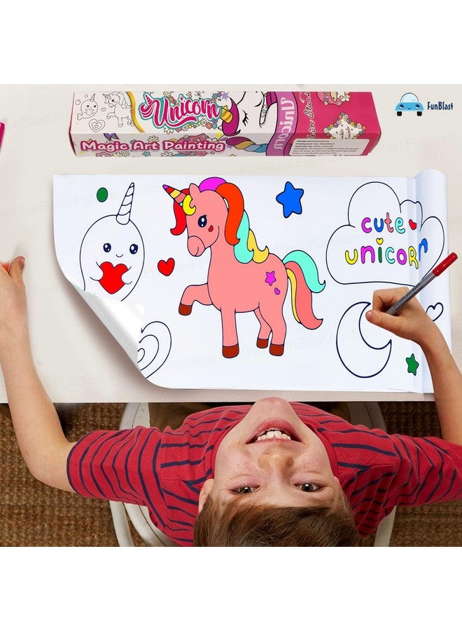 فنبلاست لفافة رسم للأطفال من فن بلاست، لفافة ورق تلوين للأطفال، 30 × 30 سم، لفافة ورق رسم يدوية، لفافة فنية لاصقة للأطفال، ألعاب تعليمية مبكرة للأطفال (بتصميم وحيد القرن) - Image 4