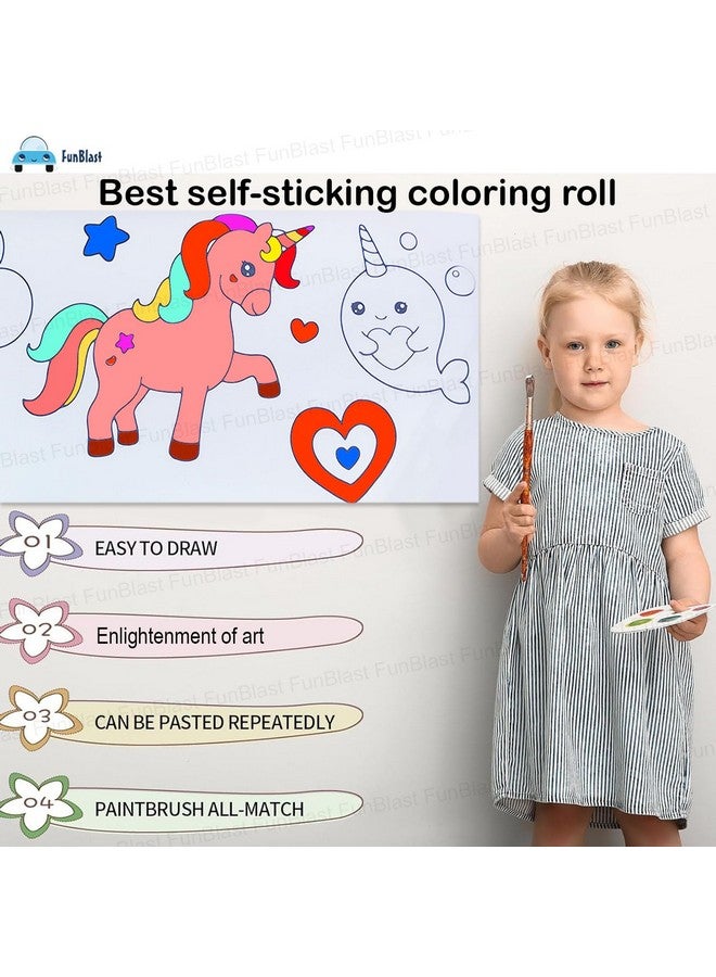 فنبلاست لفافة رسم للأطفال من فن بلاست، لفافة ورق تلوين للأطفال، 30 × 30 سم، لفافة ورق رسم يدوية، لفافة فنية لاصقة للأطفال، ألعاب تعليمية مبكرة للأطفال (بتصميم وحيد القرن) - Image 2