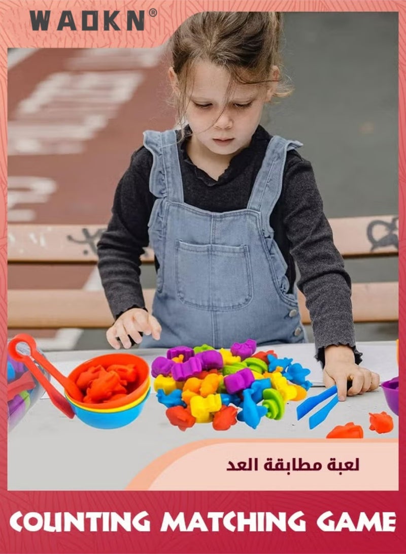 WAOKN Counting Matching Game, Sorting Toys With Sorting Cups,Color Classification And Sensory Training Preschool Educational Learning Toys Set Gift For Toddlers Kids Boys Girls Ages 3+,Dinosaur - Image 3