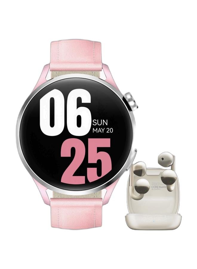 KIESLECT Lora 3 Smartwatch for Women + Ora Earring Pods True Wireless Earbuds – Cherry Pink | Health Tracking, AI Dual-Mic & USB-C Charging (Bundle) - Image 1