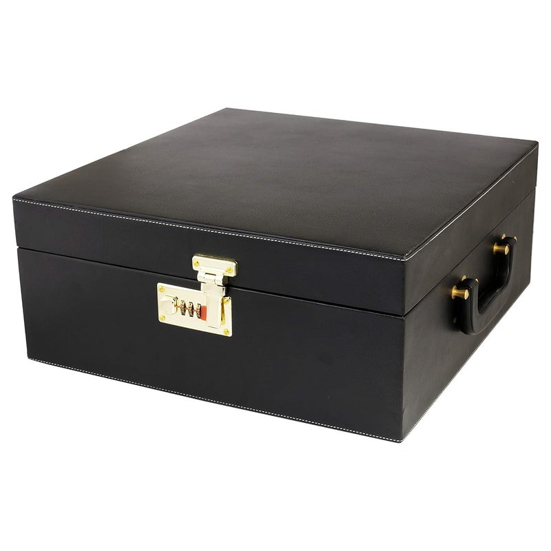 Anything & Everything Portable Leatherette Bar Set | Wine & Whisky Case | Wooden Bar Accessories for Picnic (Holds 1 Bottle & 4 Glasses) (Black & Beige) - Image 4