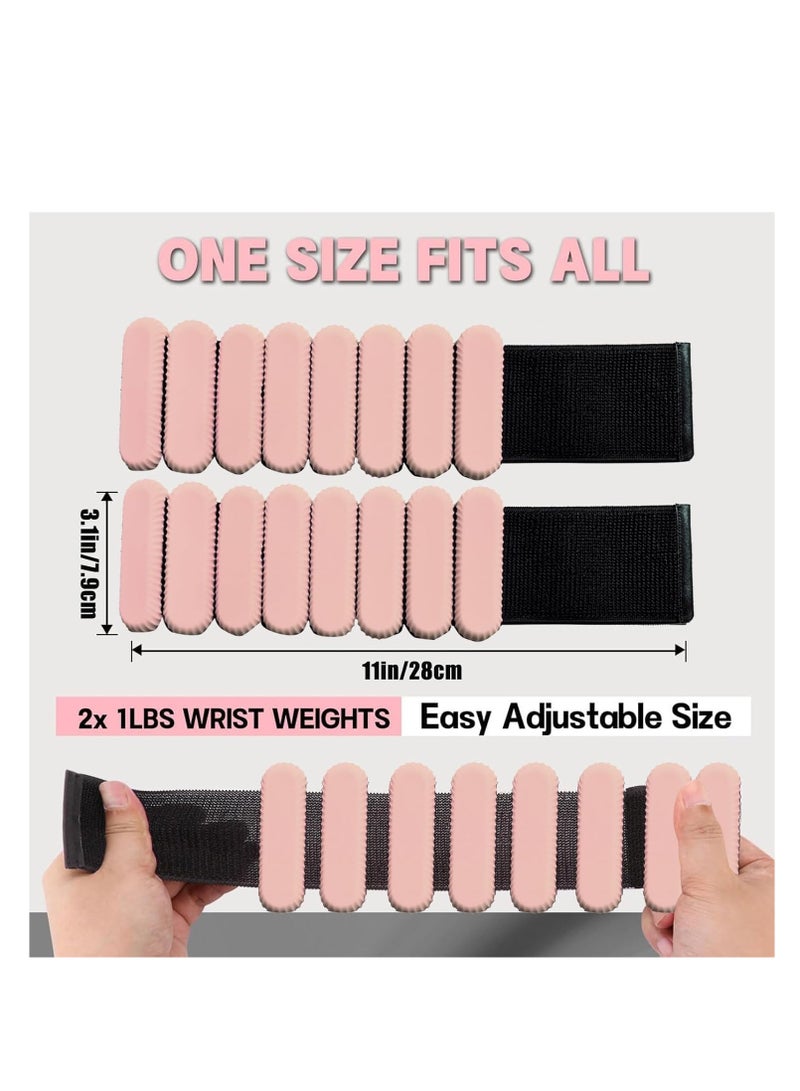 أرابايت 2 أوزان معصم قابلة للتعديل، أوزان معصم وكاحل قابلة للتعديل 2 رطل لكل منها، أوزان معصم متينة للنساء والرجال، أصفاد مرجحة محمولة للمنزل والمكتب، والمشي، واليوغا، والرقص، وباريه، وصالة الألعاب الرياضية (وردي) - Image 2