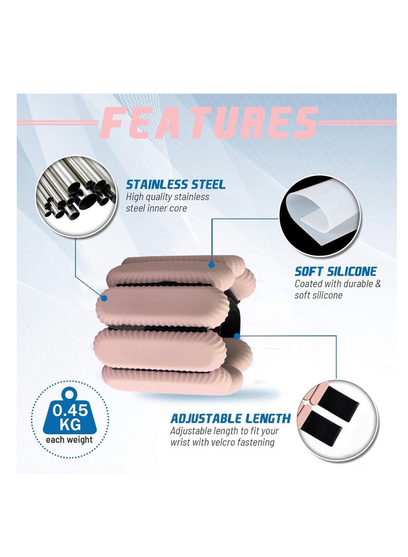 أرابايت 2 أوزان معصم قابلة للتعديل، أوزان معصم وكاحل قابلة للتعديل 2 رطل لكل منها، أوزان معصم متينة للنساء والرجال، أصفاد مرجحة محمولة للمنزل والمكتب، والمشي، واليوغا، والرقص، وباريه، وصالة الألعاب الرياضية (وردي) - Image 3