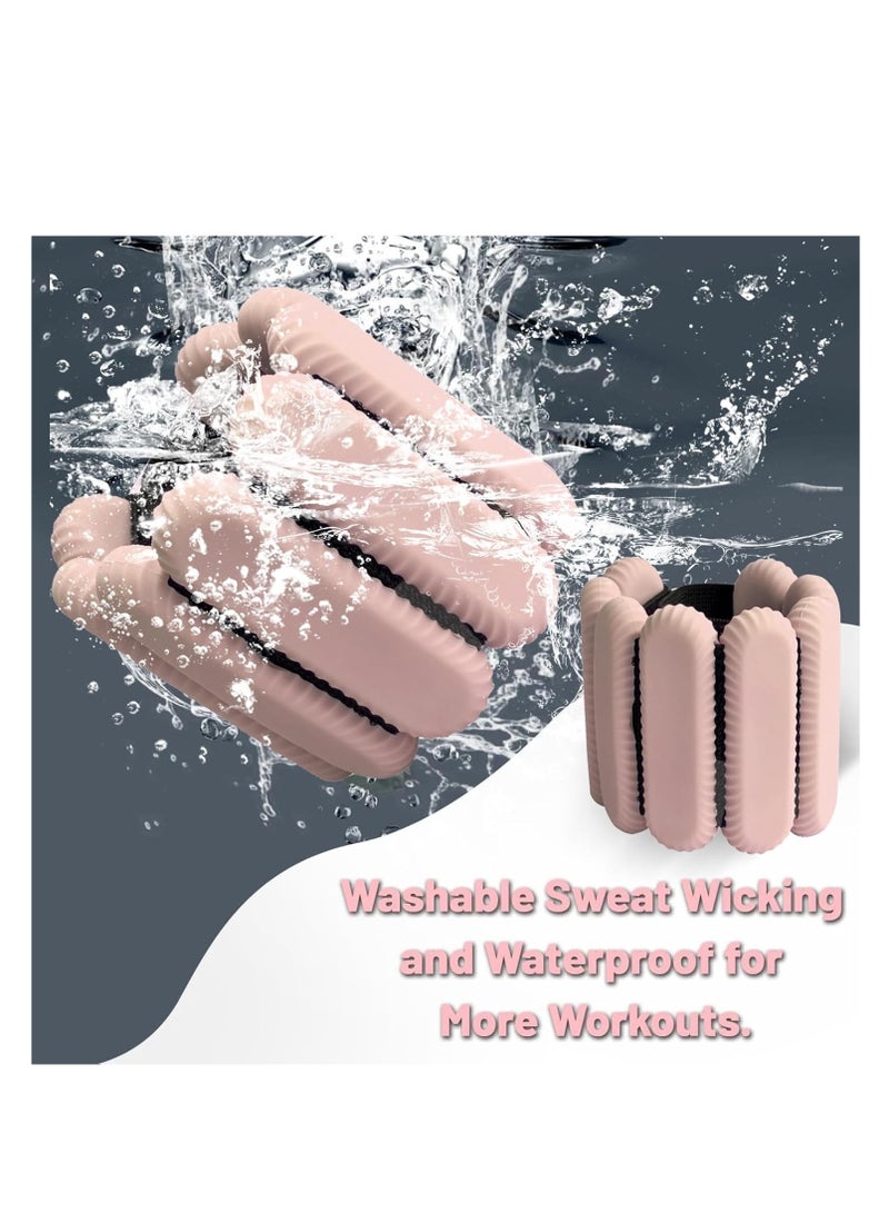 أرابايت 2 أوزان معصم قابلة للتعديل، أوزان معصم وكاحل قابلة للتعديل 2 رطل لكل منها، أوزان معصم متينة للنساء والرجال، أصفاد مرجحة محمولة للمنزل والمكتب، والمشي، واليوغا، والرقص، وباريه، وصالة الألعاب الرياضية (وردي) - Image 4