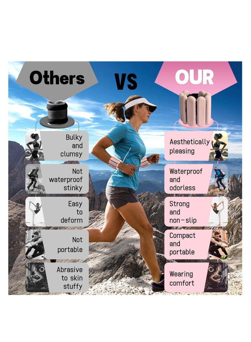 أرابايت 2 أوزان معصم قابلة للتعديل، أوزان معصم وكاحل قابلة للتعديل 2 رطل لكل منها، أوزان معصم متينة للنساء والرجال، أصفاد مرجحة محمولة للمنزل والمكتب، والمشي، واليوغا، والرقص، وباريه، وصالة الألعاب الرياضية (وردي) - Image 5