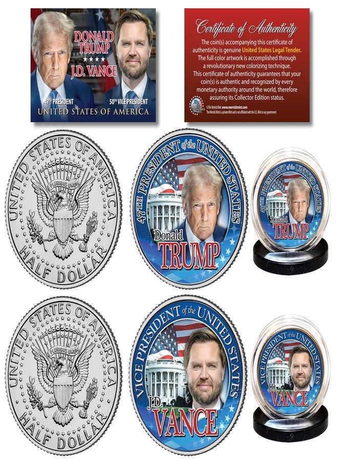 Merrick Mint Donald Trump & J.D. Vance 47th President U.S JFK Half Dollar 2-Coin Set - Image 2