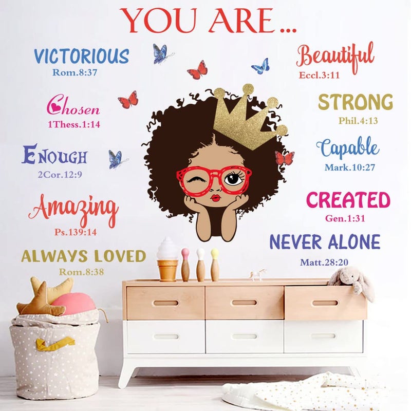 Black Girl Magic Inspirational Wall Decals Quote Im Kind Princess Wall Sticker Positive Saying African American You are Beautiful Nursery Decor Inspirational Home Afro Kid Room Decoration