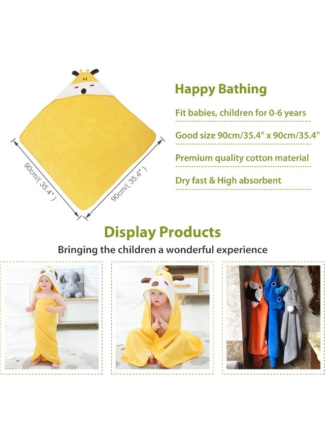 MICHLEY Animal Hooded Baby Bath Towel Toddler Premium Cotton Absorbent Bathrobe for Girls Boys 0-6T, Giraffe - Image 3
