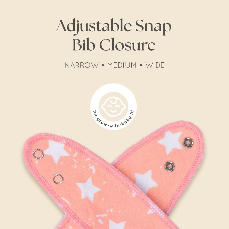 Dodo Babies Bandana Drool Bib Set â€“ Four 100% Cotton Bibs with Soft Polyester Lining, 2 Pacifier Clips, Binky Case, Pink Gift Bag for Baby Girl or Boy Shower â€“ Adjustable Snap Fit for 3-24 Months - Image 4