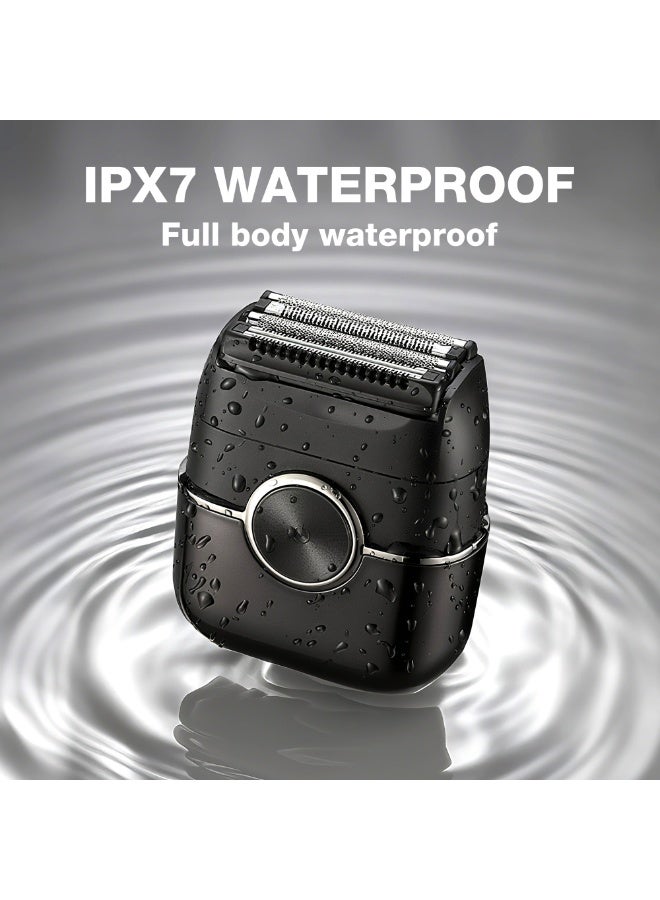 سمارتكس ماكينة حلاقة برقائق معدنية، ماكينة حلاقة كهربائية للرجال، ماكينة حلاقة صغيرة للرجال مقاومة للماء، ماكينة حلاقة كهربائية للرجال لاسلكية قابلة لإعادة الشحن، شفرة عائمة مزدوجة للحلاقة الدقيقة، ماكينة حلاقة للسفر، للاستخدام الرطب والجاف - Image 5