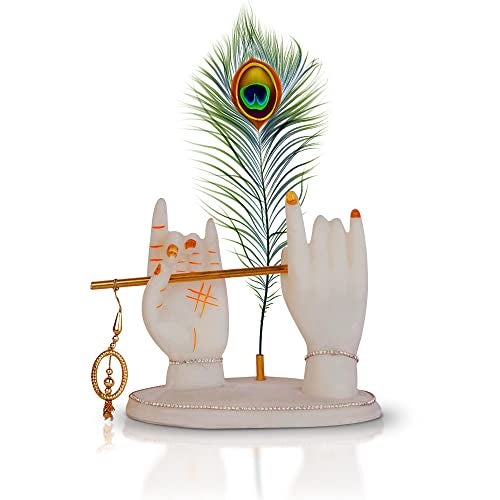 Mariner's Creation Premium Krishna Hands Idol with Flute for Home Decor Bedroom Living Room Office House Warming Gift Home Decorative Item Color- White SIZE-18X9X18 CM, POLYRESIN - Image 1