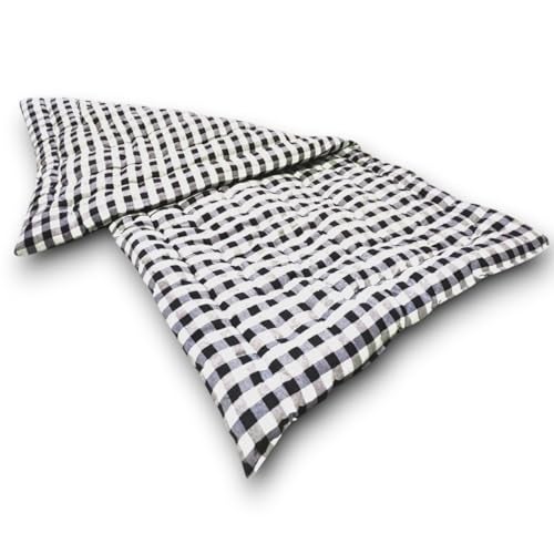 ATOOTFUSION Soft Thick Premium Cotton Quilt|Movable Foldable Rollable Light Weight Filled Single Firm Cotton Mattress|Gadda(Ghingam Plaid,1 Sleeping Capacity,3X6 Ft Or 72X36 In)Black&White Check - Image 2