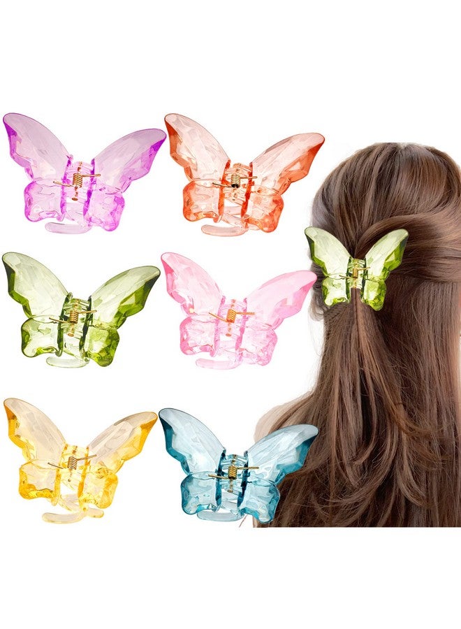 La Jolie Jasmin 6 Pieces Large Butterfly Hair Claw Clip Clear Jaw Clips 3.4 Inch Hair Claw Clips For Thick Hair Jumbo Claw Clip For Girls And Women (Crystal 6) - Image 1
