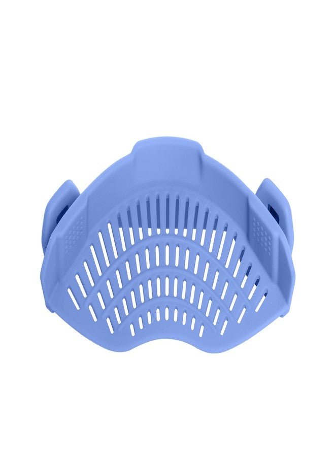 مصفاة سيليكون كبيرة بمشبك من AUOON لجميع الأواني والمقالي، مصفاة معكرونة، مصفاة طعام بمشبك للحوم والخضراوات والفواكه، مصفاة مطبخ سيليكون (كبيرة، مخمل أزرق)
