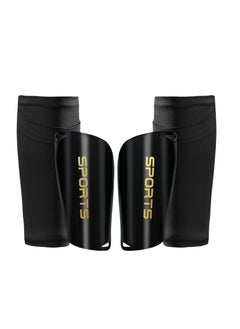 1 Pair Of Calf Guard Socks And 1 Pair Of Football Shin Guards,Soccer Shin Guards, EVA Cushion Protection Reduce Shocks and Injuries(Black,L)