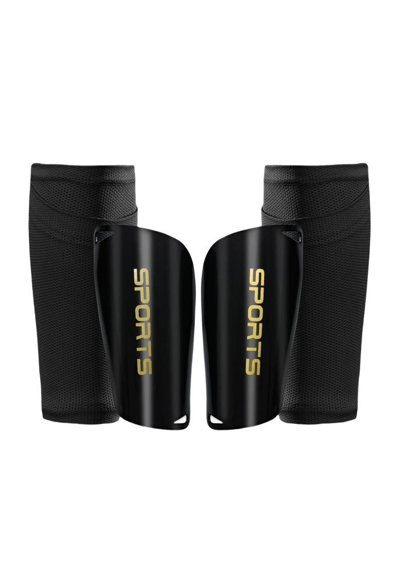 Sports - 1 Pair Of Calf Guard Socks And 1 Pair Of Football Shin Guards,Soccer Shin Guards, EVA Cushion Protection Reduce Shocks and Injuries(Black,L) - Image 1