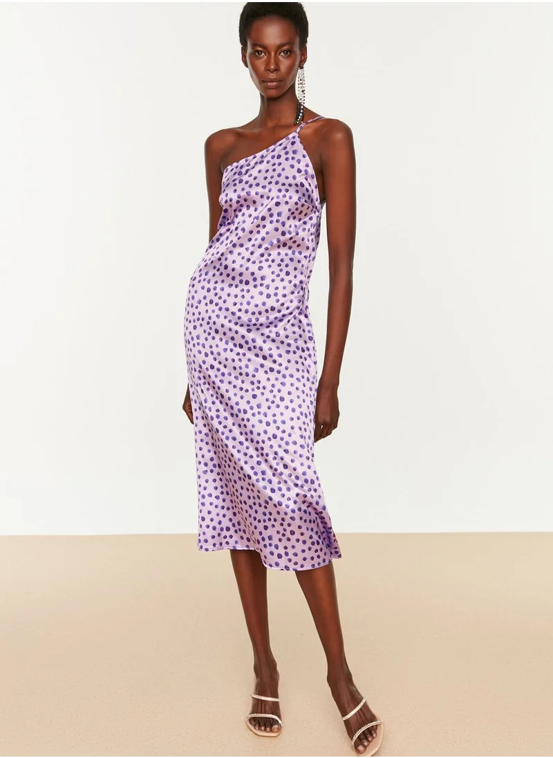 trendyol One Shoulder Polka Dot Dress