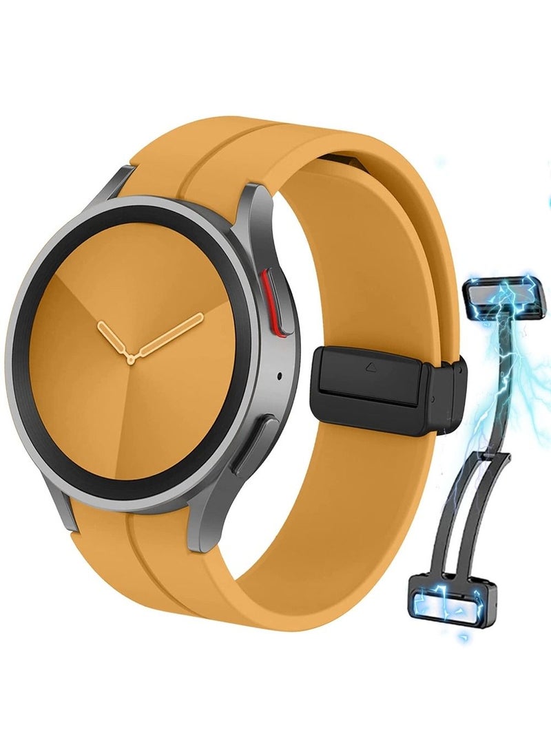 سوار رياضي سيليكون لساعة سامسونج جالكسي واتش 6 / 5 / 4 (40/44 ملم) و 5 برو (45 ملم)، حزام بديل ناعم ومقاوم للتعرق - أصفر - Image 1
