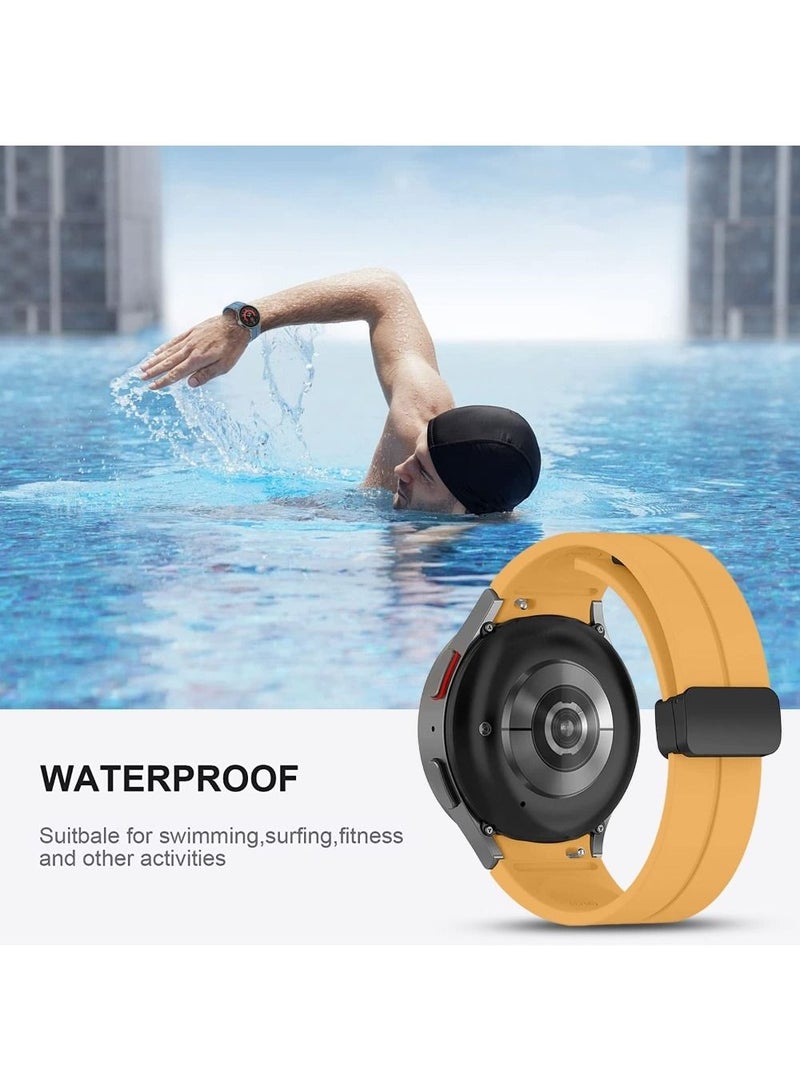 سوار رياضي سيليكون لساعة سامسونج جالكسي واتش 6 / 5 / 4 (40/44 ملم) و 5 برو (45 ملم)، حزام بديل ناعم ومقاوم للتعرق - أصفر - Image 4