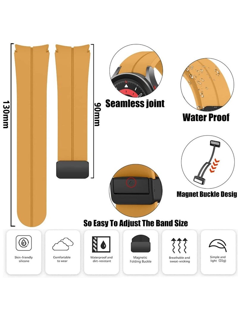 سوار رياضي سيليكون لساعة سامسونج جالكسي واتش 6 / 5 / 4 (40/44 ملم) و 5 برو (45 ملم)، حزام بديل ناعم ومقاوم للتعرق - أصفر - Image 3
