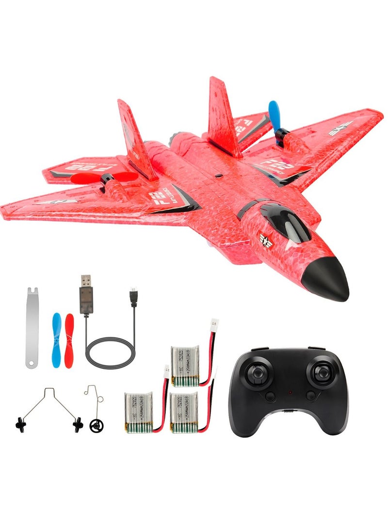 AROAQ RC Airplane F22 Land and Air Remote Control Glider RC Aircraft Jet with LED Lights Foam plane Children toys  - Image 1