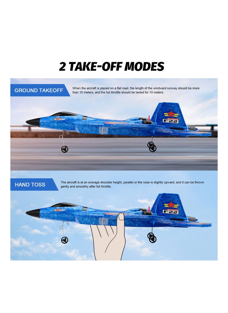 AROAQ RC Airplane F22 Land and Air Remote Control Glider RC Aircraft Jet with LED Lights Foam plane Children toys  - Image 4