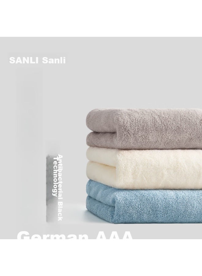 سانلي Sanli مناشف مضادة للبكتيريا سميكة، 2 قطعة، فئة A ماصة، للرجال والنساء، غسل الوجه، الاستحمام، للاستخدام المنزلي، تجفيف الشعر، منشفة وجه كبيرة، أزرق/رمادي - Image 1