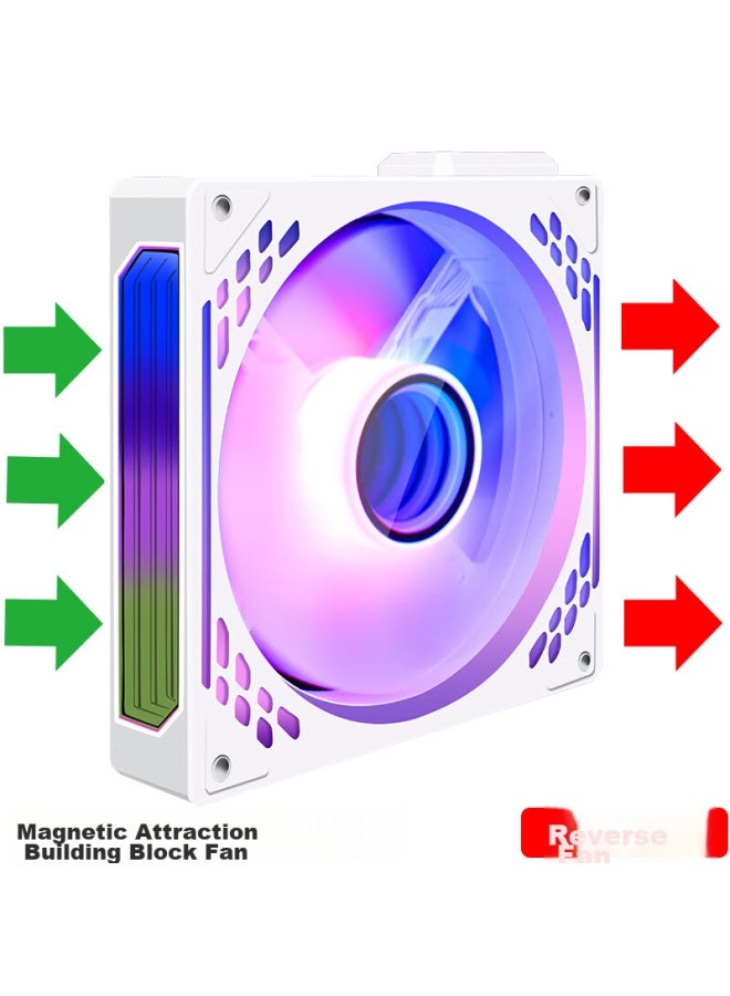 Play Jia Wanjia Tian Magnetic Fan Building Block, White, Single Pack, 12cm, Water Cooling Case Fan, Magnetic Attraction, Wireless Assembly, Argb Light Synchronization, Pwm Temperature Control - Image 1