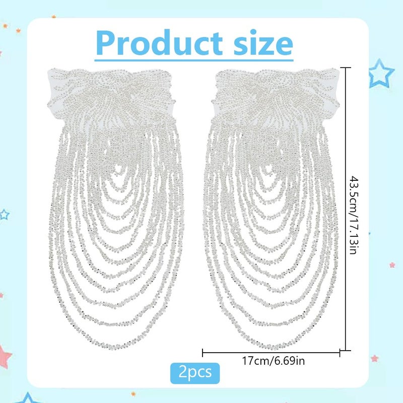 BEUNITONE 2 PCS Silvery Sequin Bead Shoulder Tassels for Clothing - Retro Bridal Wedding Dress Accessories, Handmade Gorgeous Decorative Tassels for Evening Gowns, Costumes, Photo Shoots,Party Decor - Image 2
