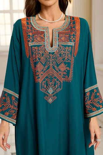 YouKD Embroidered Floral Kaftan Dress Boho Beach Bikini Cover Up Robe Plus Size Loungewear for Women - Image 2