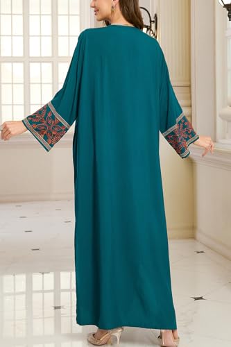 YouKD Embroidered Floral Kaftan Dress Boho Beach Bikini Cover Up Robe Plus Size Loungewear for Women - Image 3