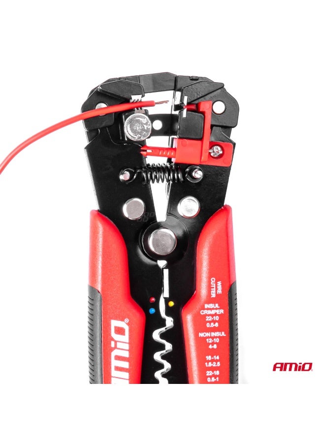 AMIO Self-Adjusting Wire Stripper 0.2–6 mm with Built-in Cutter & Crimping Tool for Electrical Work - Image 2
