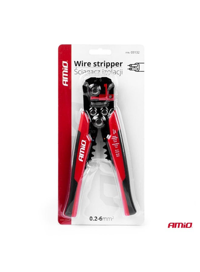 AMIO Self-Adjusting Wire Stripper 0.2–6 mm with Built-in Cutter & Crimping Tool for Electrical Work - Image 4