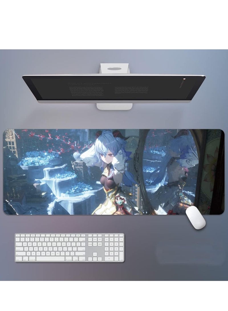 Ganyu Genshin Impact Large Gaming Mouse Pad Desk Mat Anime Mousepad with Non-Slip Computers Laptop Gamer for Office Home 35.4x15.8x0.12 Inch - Image 4