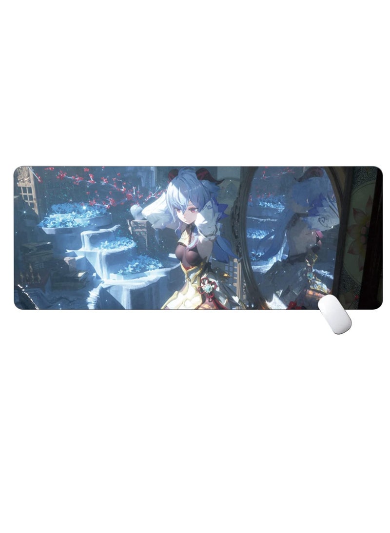 Ganyu Genshin Impact Large Gaming Mouse Pad Desk Mat Anime Mousepad with Non-Slip Computers Laptop Gamer for Office Home 35.4x15.8x0.12 Inch - Image 1