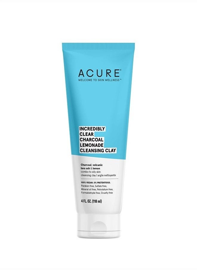 Acure ACURE Incredibly Clear Charcoal Lemonade Cleansing Clay | 100% Vegan | For Oily to Normal & Acne Prone Skin | Charcoal, Volcanic Lava & Lemon - Cleanses & Detoxifies | 4 Fl Oz (Packaging May Vary)  - Image 1