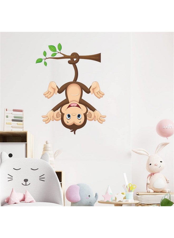 ROFARSO Colorful Cute Cartoon Wall Sticker For Kid Removable Peel And Stick Wall Decal Diy Decoration For Nursery Baby Girls Bedroom Playroom Living Room (Monkey) - Image 1