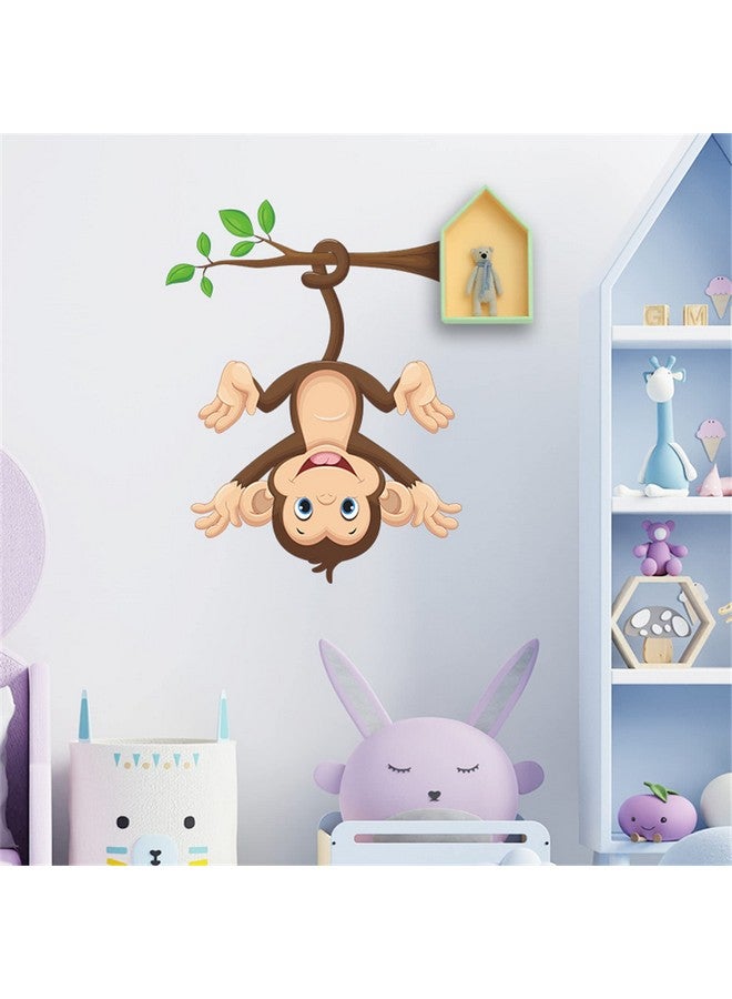 ROFARSO Colorful Cute Cartoon Wall Sticker For Kid Removable Peel And Stick Wall Decal Diy Decoration For Nursery Baby Girls Bedroom Playroom Living Room (Monkey) - Image 3