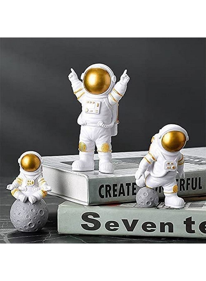 Street27 Resin Astronaut Spaceman Fantasy Statue Ornament Home Office Desktop Figurine Decors Set Of 3-Golden - Image 4