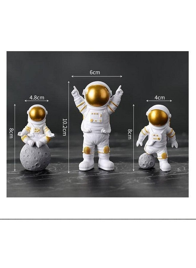 Street27 Resin Astronaut Spaceman Fantasy Statue Ornament Home Office Desktop Figurine Decors Set Of 3-Golden - Image 3